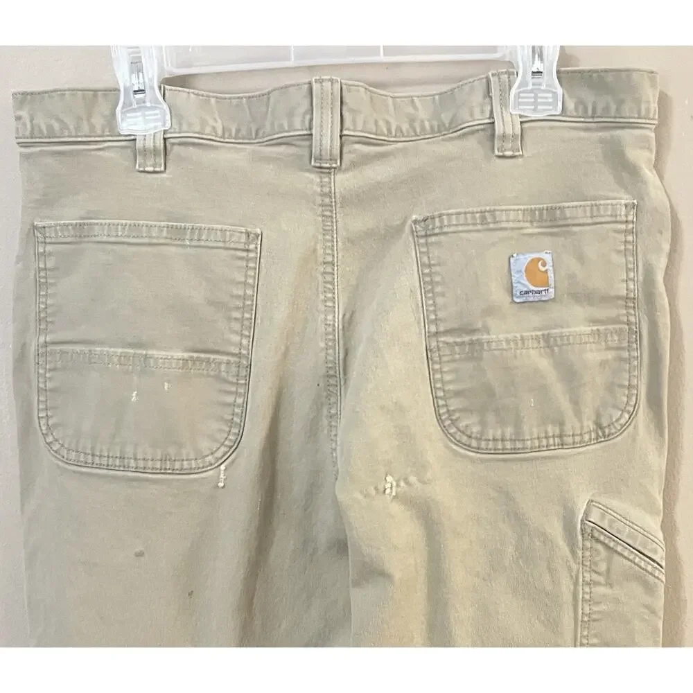 Carhartt 102291 Rugged Flex Relaxed Fit Canvas Work Pants Mens 36x34 Khaki FC AS
